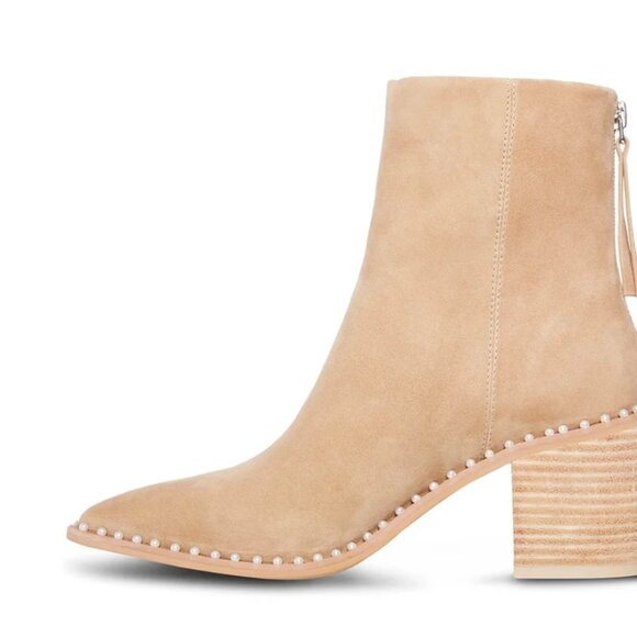 Steve Madden Suede Aquarius Booties with Pearl Stud Trim - Picture 3 of 9